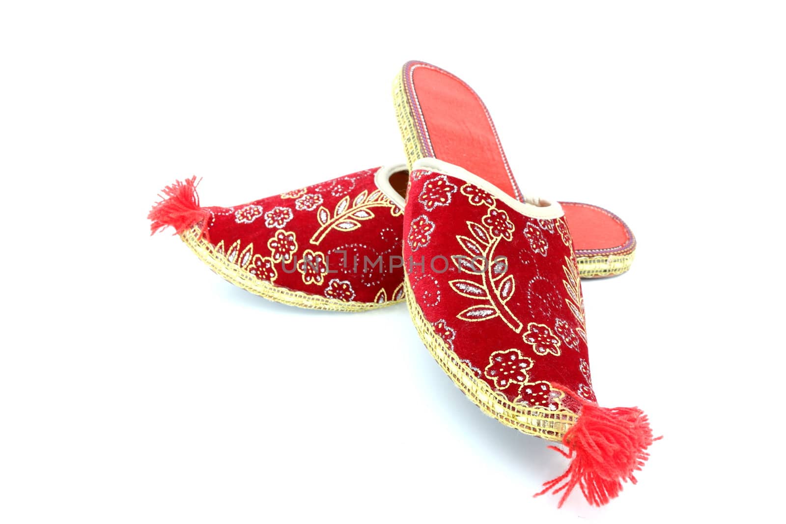 red turkish shoes over white background