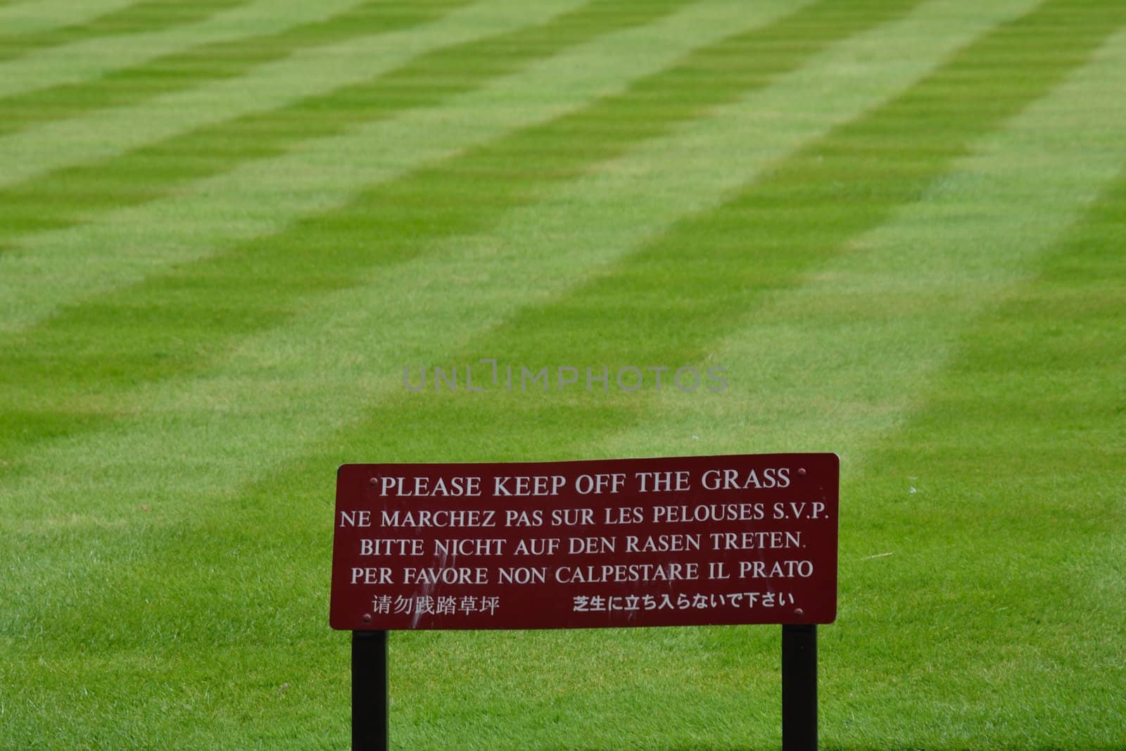 Keep of the grass sign in landscape