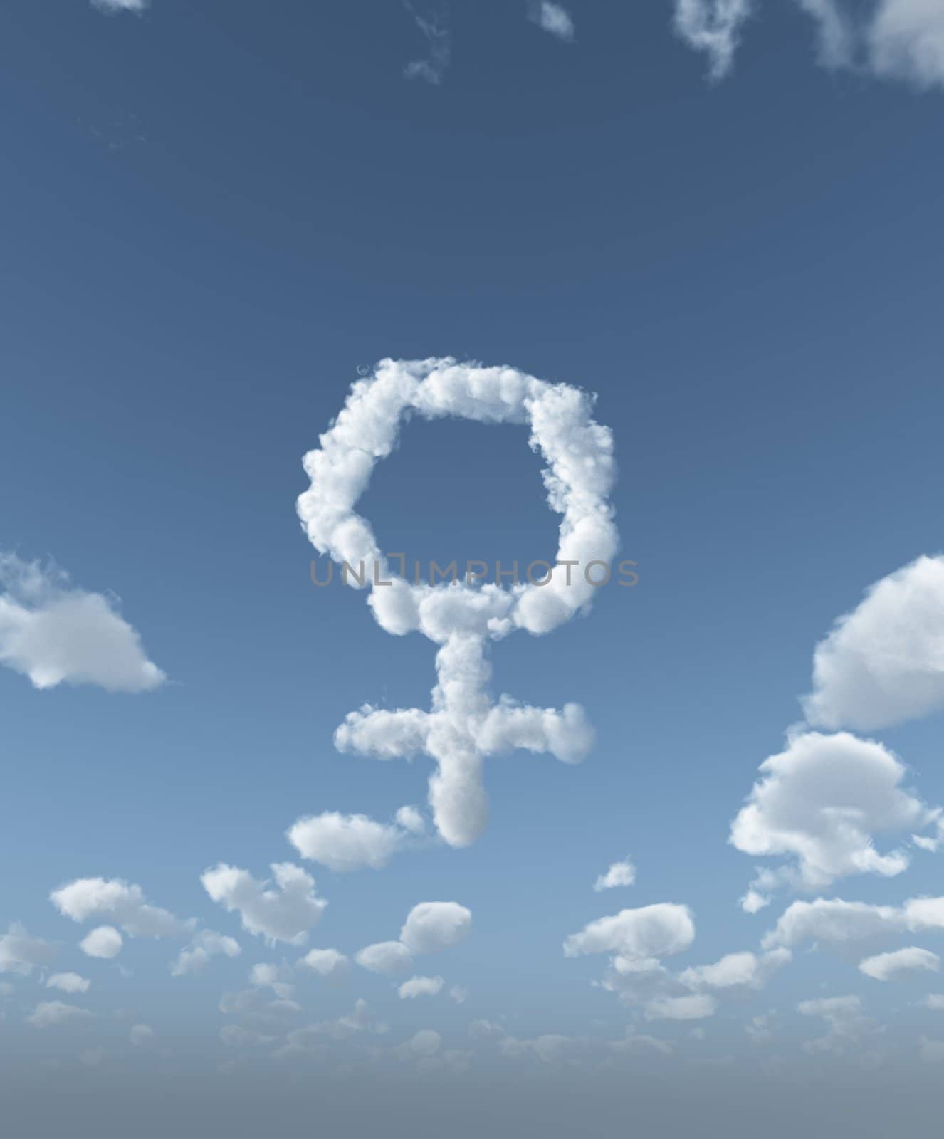 clouds makes the shape of female symbol - 3d illustration