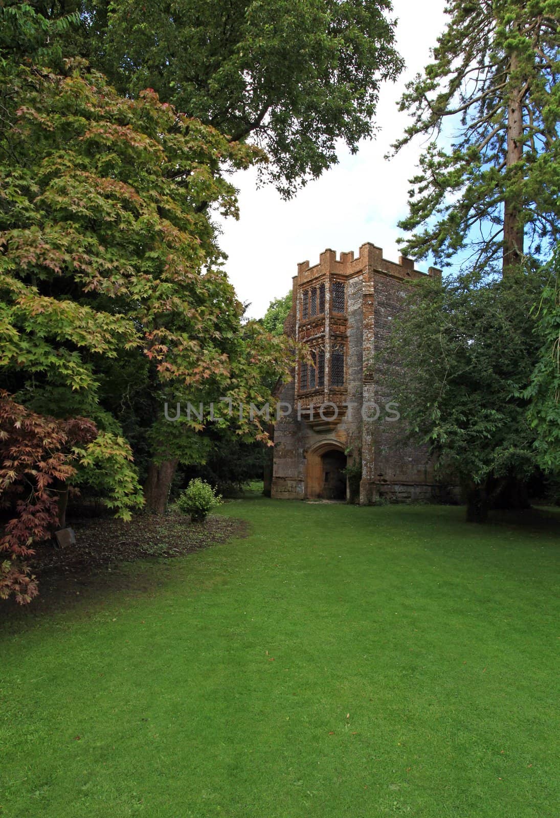 The old ruined abbey entrance at cerne abbey in dorset england