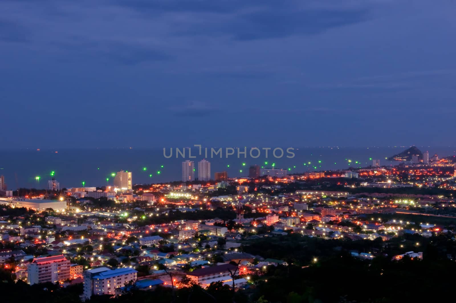 Hua Hin city night light and landscape,Thailand