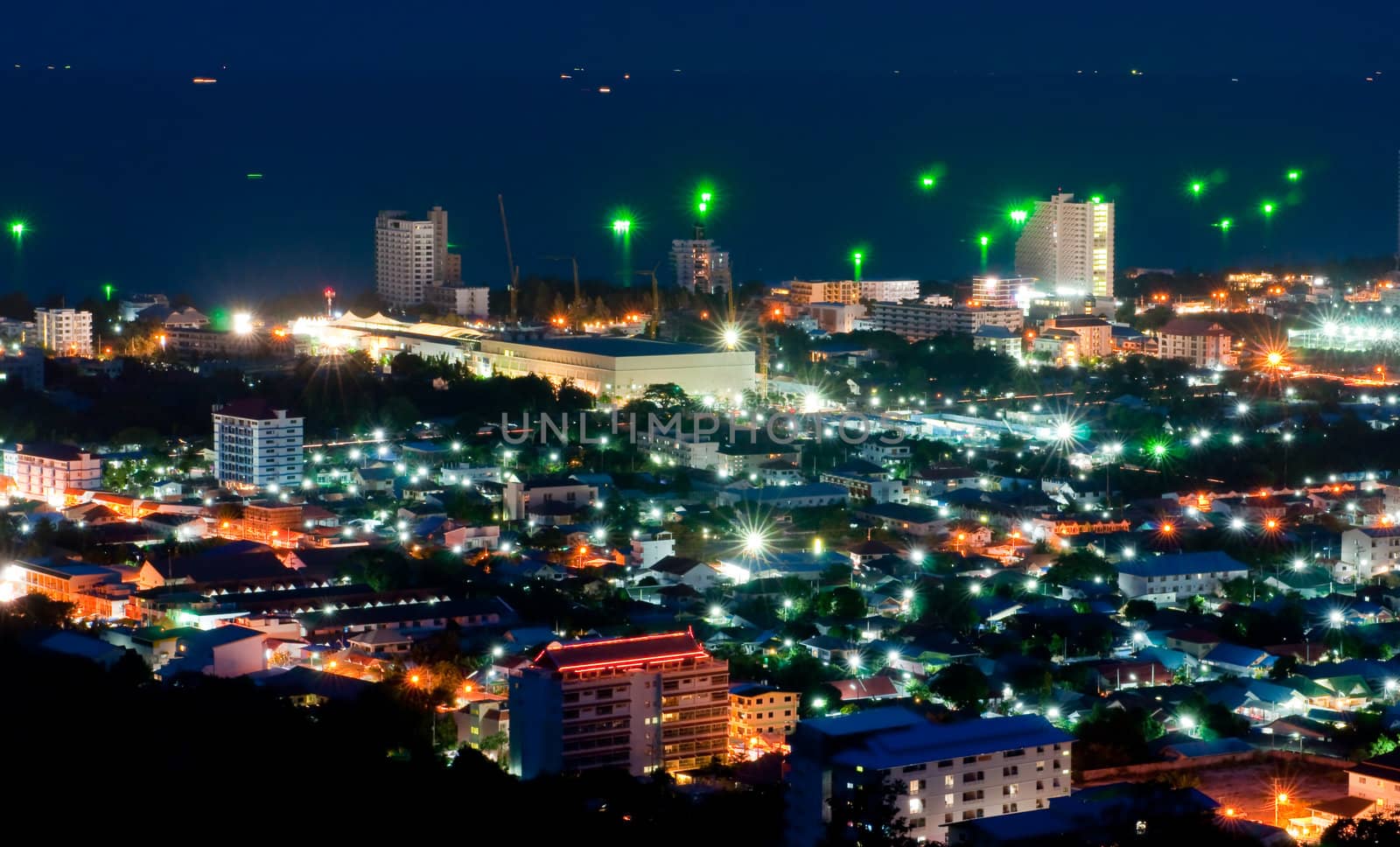 Hua Hin city night light and landscape,Thailand