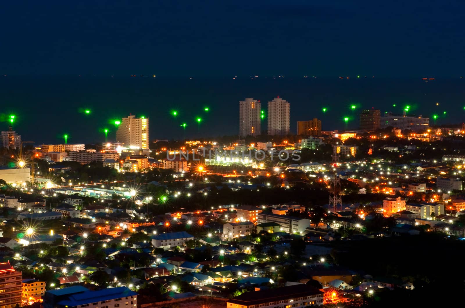 Hua Hin city night light and landscape,Thailand
