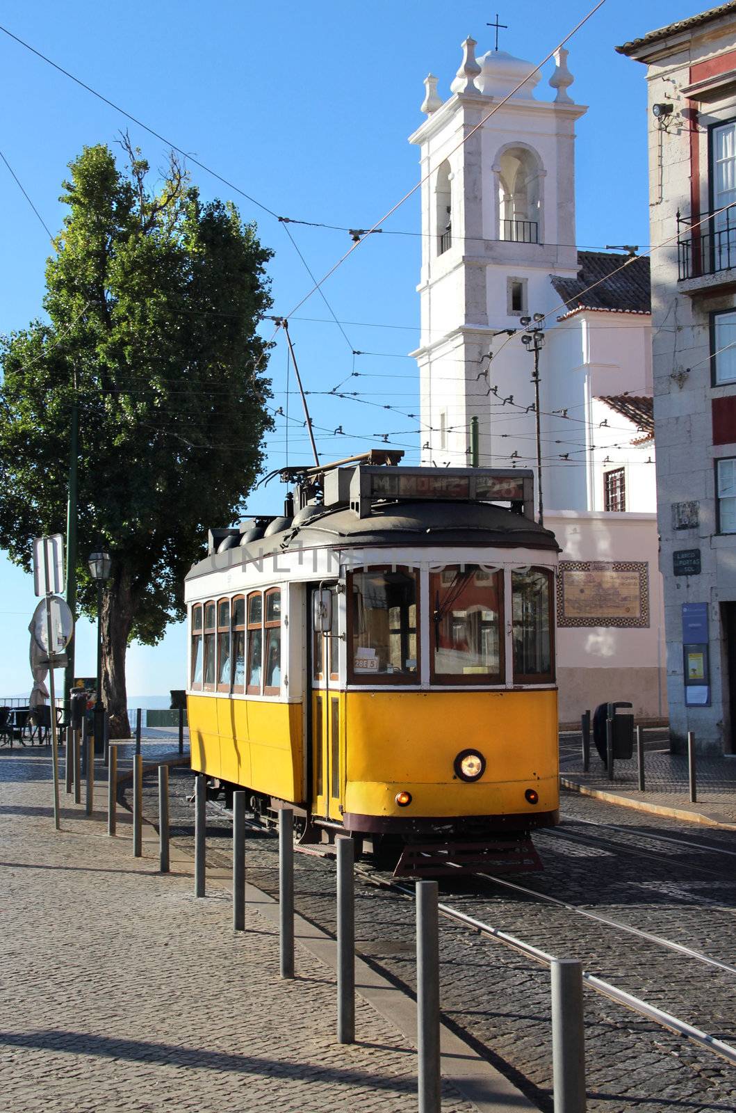 Lisbon old yellow tram 