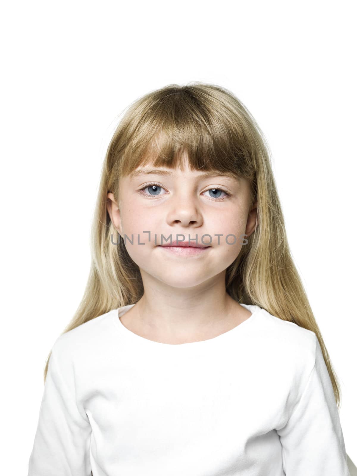 Portrait of a Little Girl on white Background