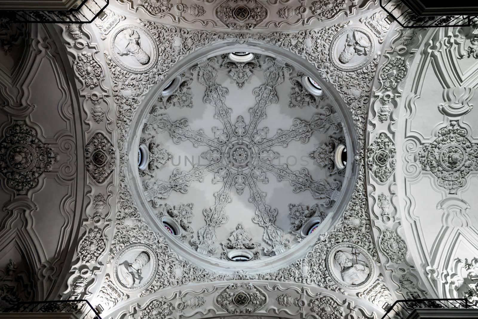 Inside of the dome of the parish church of Santa Cruz, Cadiz, Spain