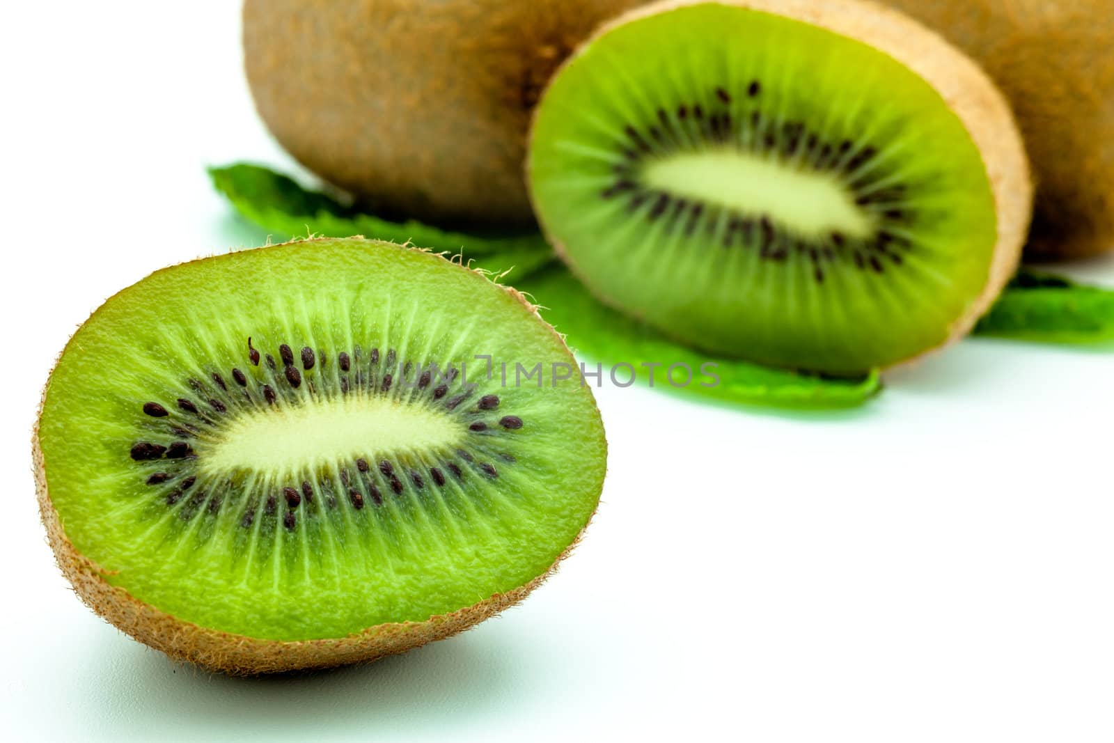 Fresh piece kiwi fruit isolated on white background
