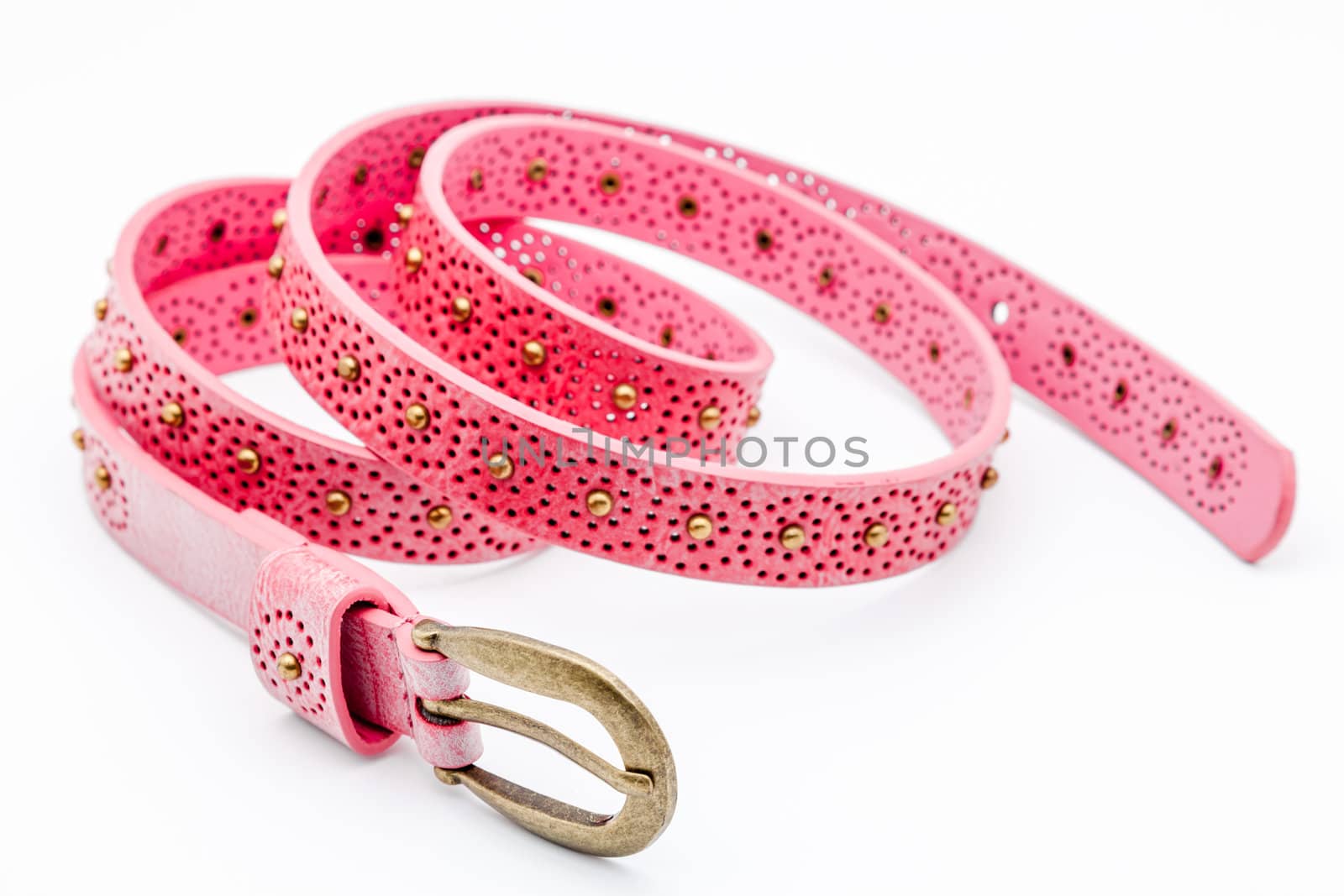 A pink women belts on a white background