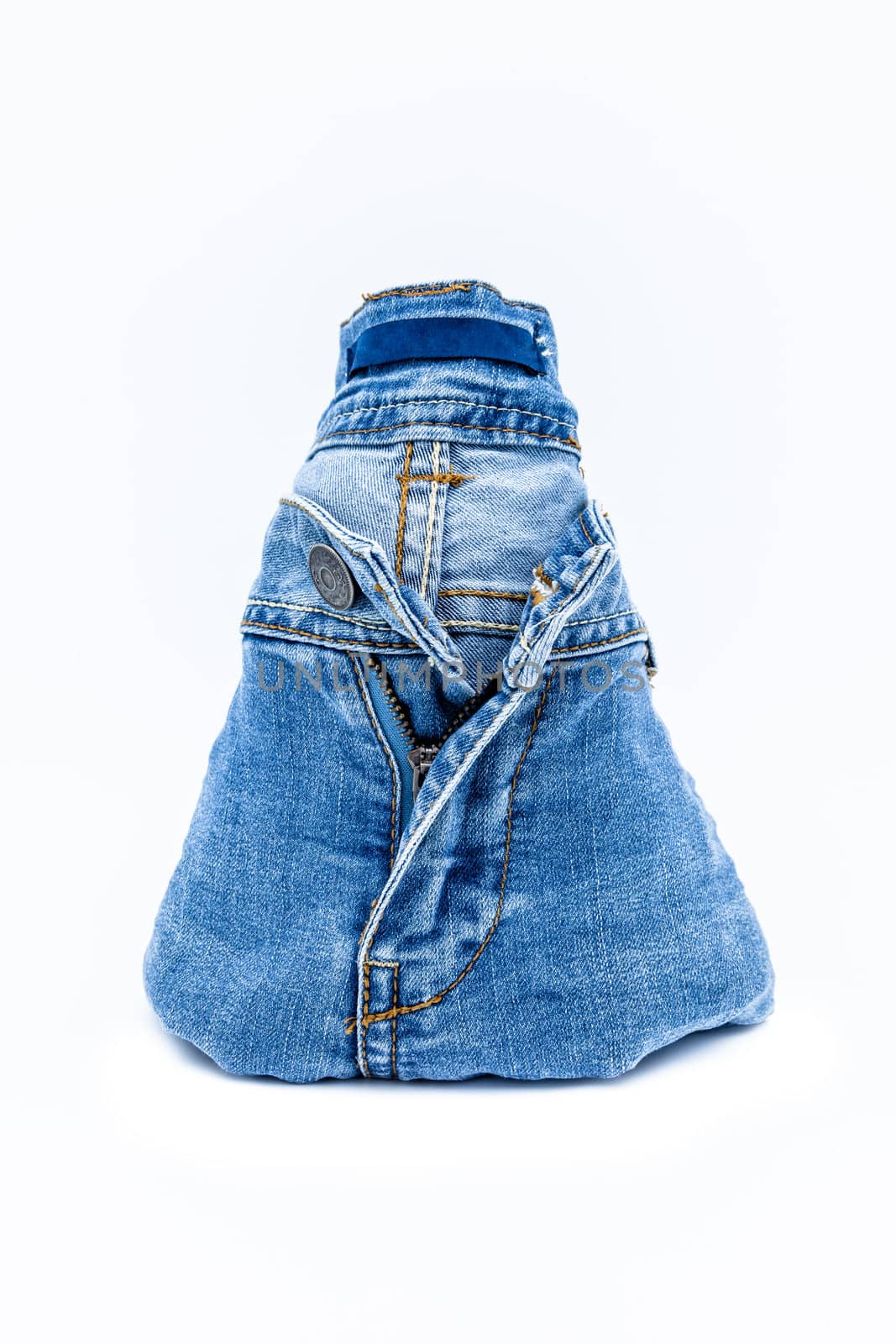 Blue jeans trousers on a white background