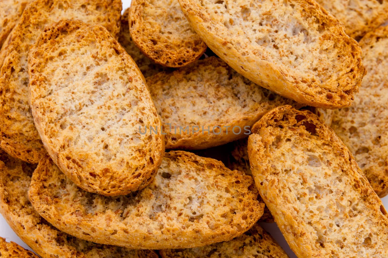 A background of toasted bread