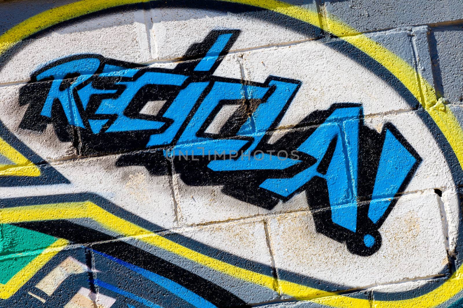 PUERTO REAL, CADIZ, SPAIN-JUL 15: Graffiti of unidentified artist on the first tournament of Graffiti of Puerto Real on Jul 15, 2011, in Puerto Real,  Spain