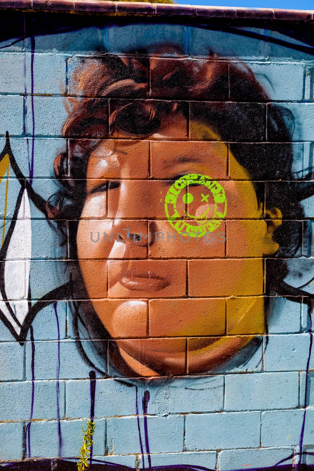 PUERTO REAL, CADIZ, SPAIN-JUL 15: Graffiti of unidentified artist on the first tournament of Graffiti of Puerto Real on Jul 15, 2011, in Puerto Real,  Spain