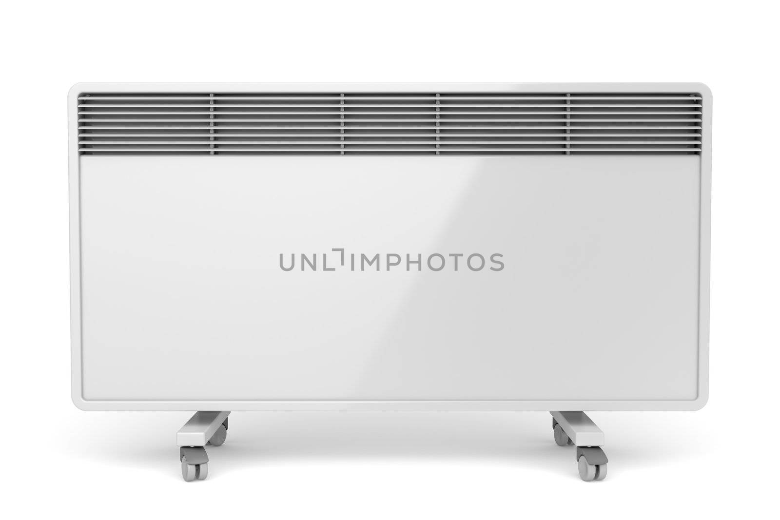 Mobile electric panel heater on white