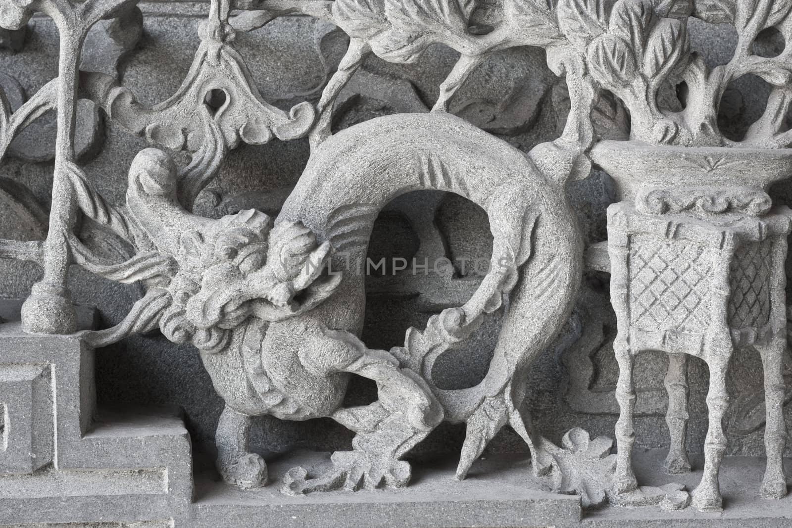 stone carving, the carving is a beautiful taiwan art style.