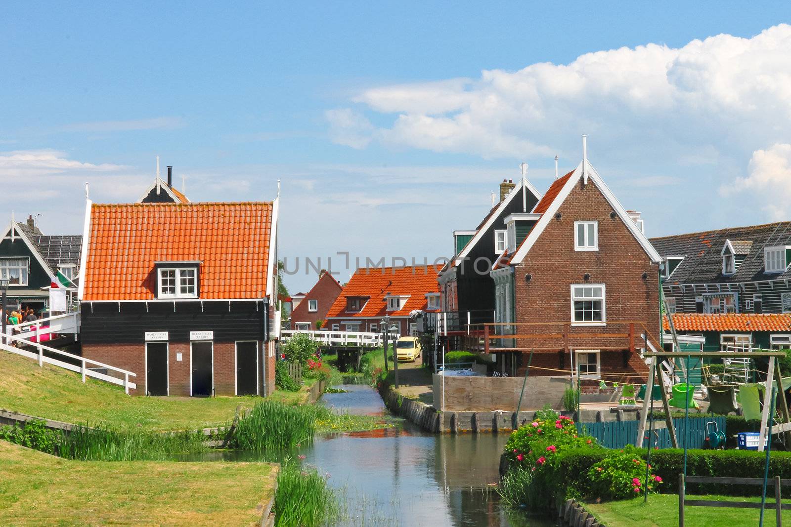 Rural street on the island Marken. Netherlands