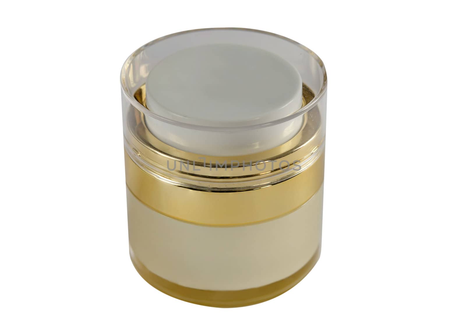golden cream box over white background