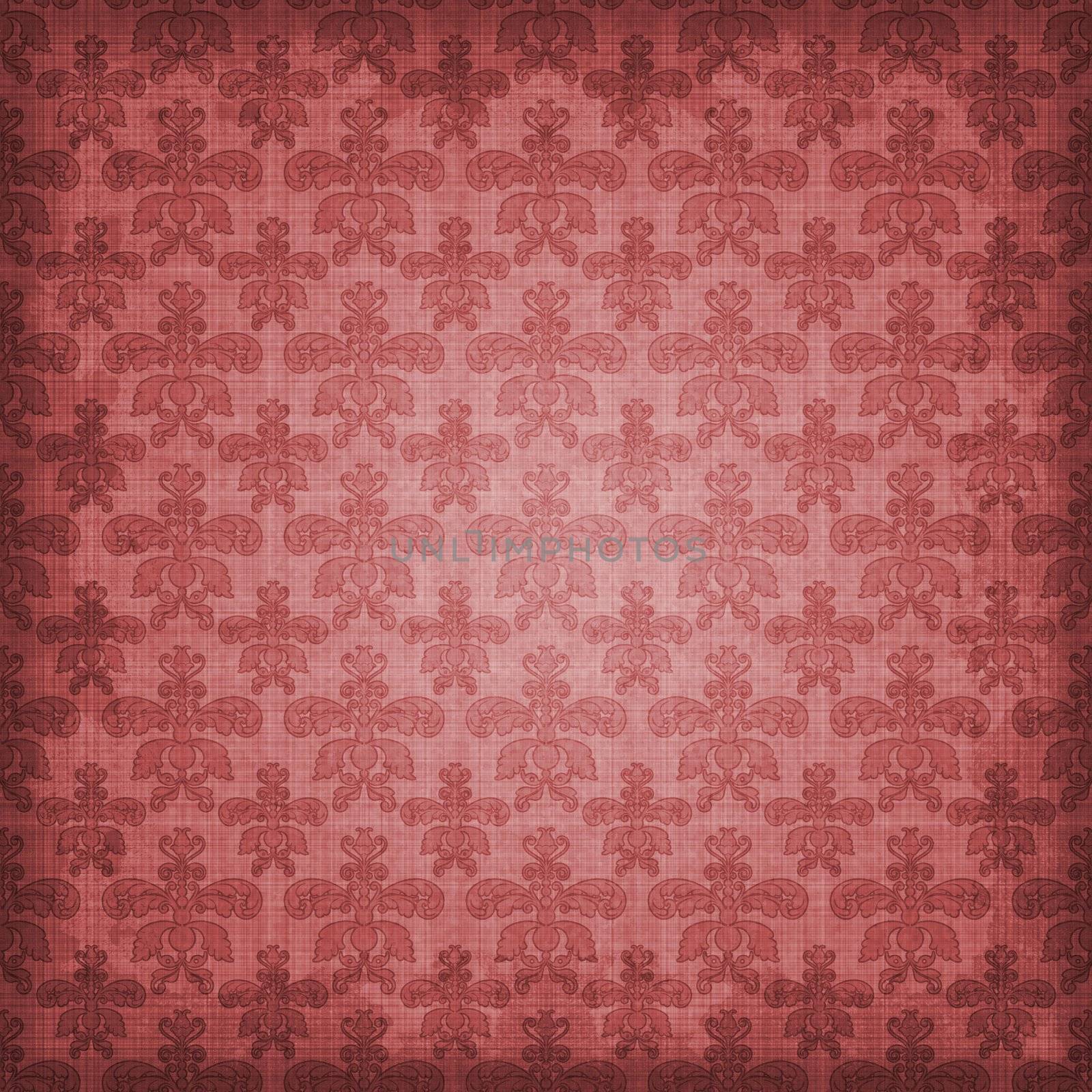 Shaded grungy rosy red to pink damask texture
