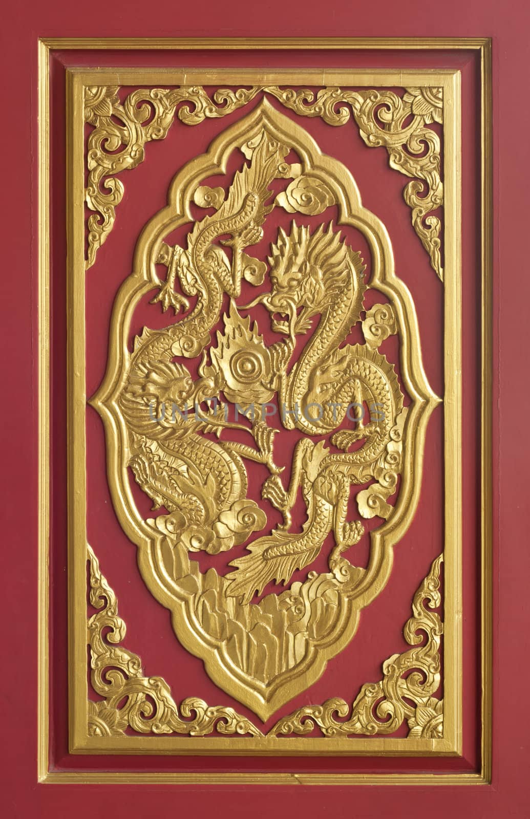 dragon frame, decoration chainese style for window in temple