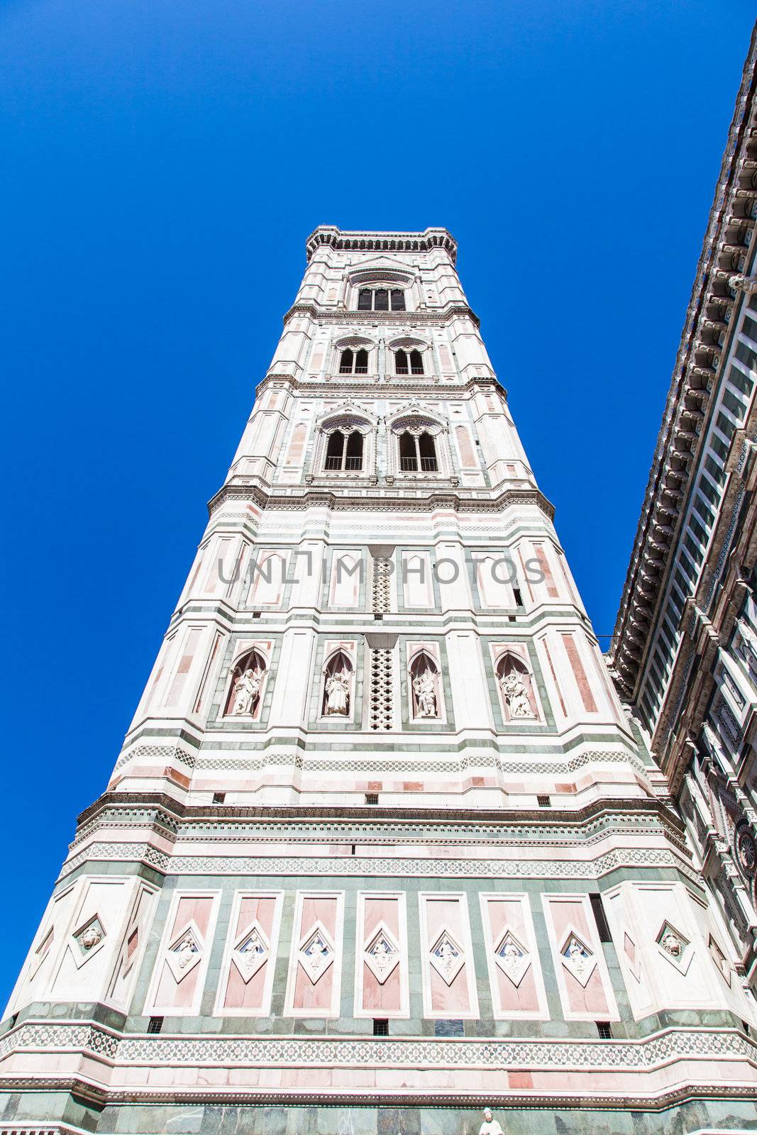 Italy, Florence. The famous landmark Campanile di Giotto, close to Duomo di Firenze
