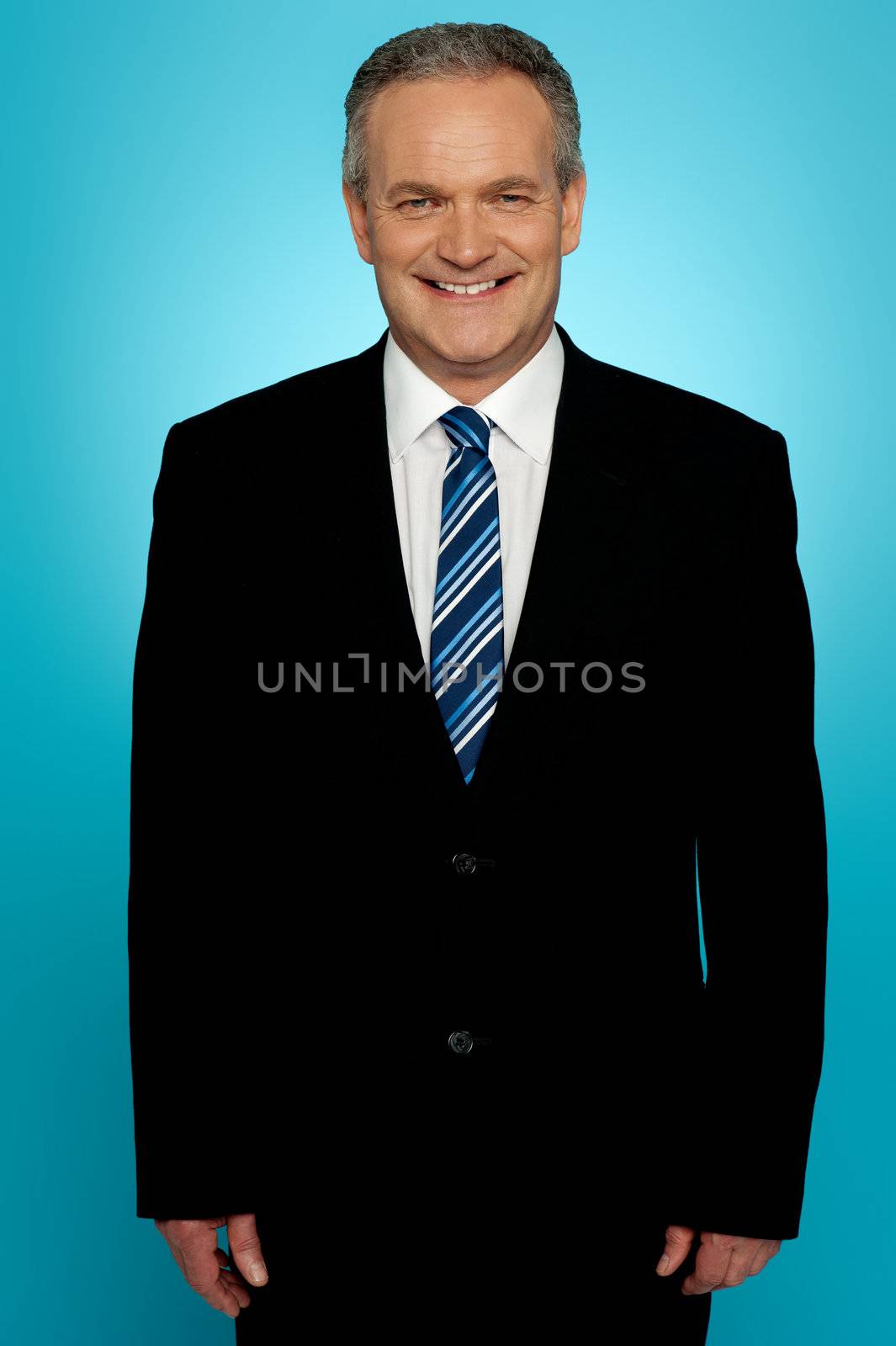 Handsome aged businessman isolated over gradient background