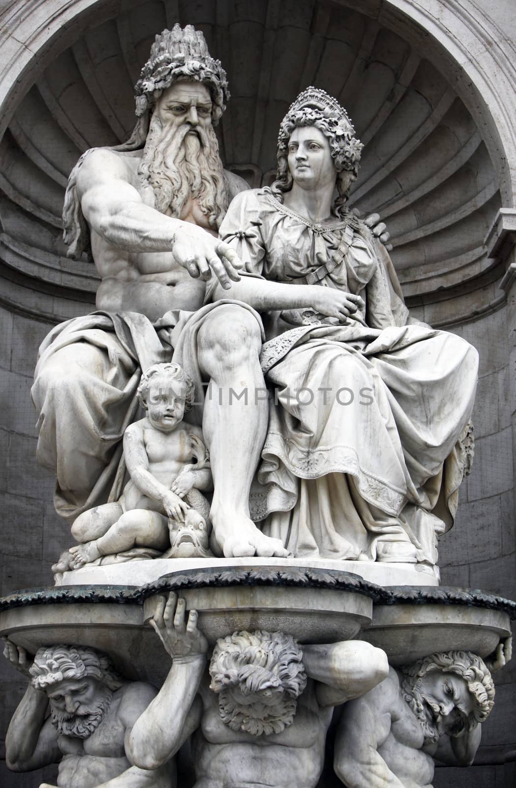 Vienna, Austria - Neptune Fountain next to Albertina Museum