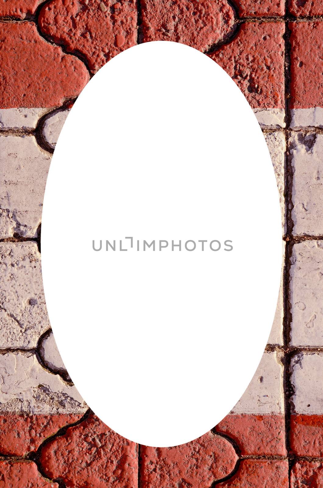 Wall fragment background and white oval in center by sauletas