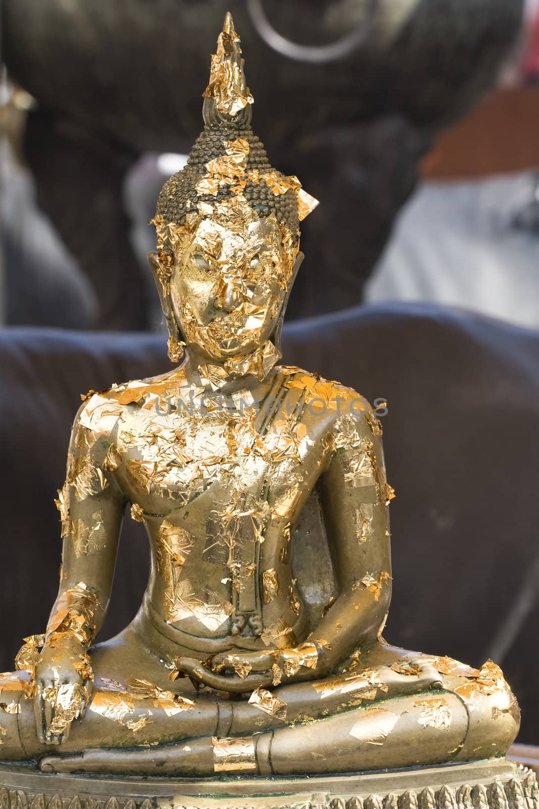 Buddha Image Covered with Gold Leaves