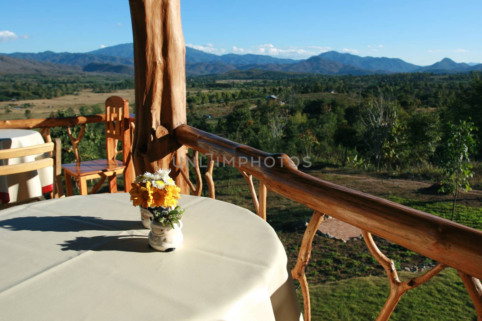 View of the Mountain with Coffee Shop