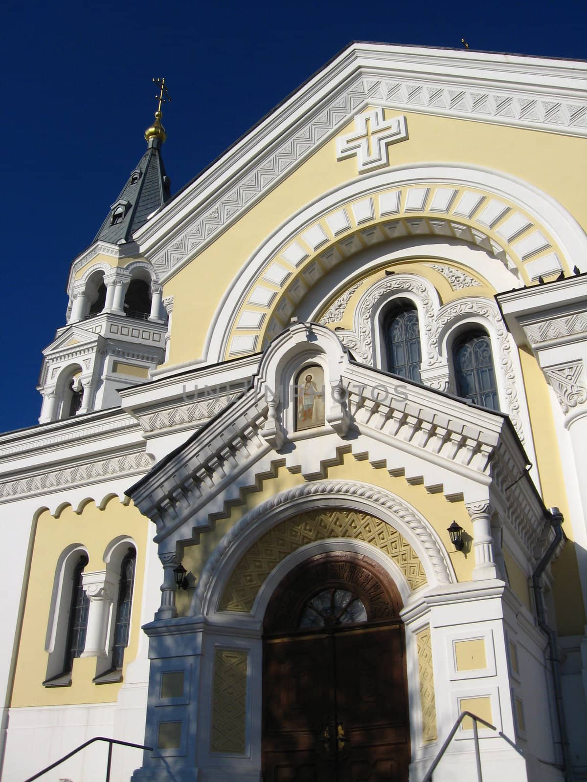 Beautiful church on a background of the blue sky