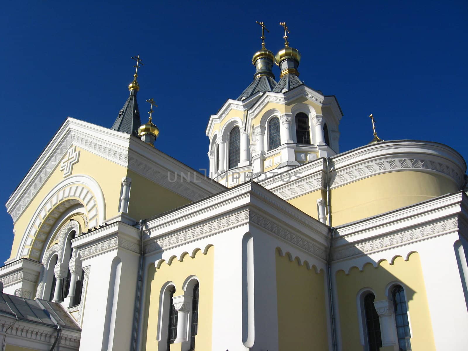 Beautiful church on a background of the blue sky