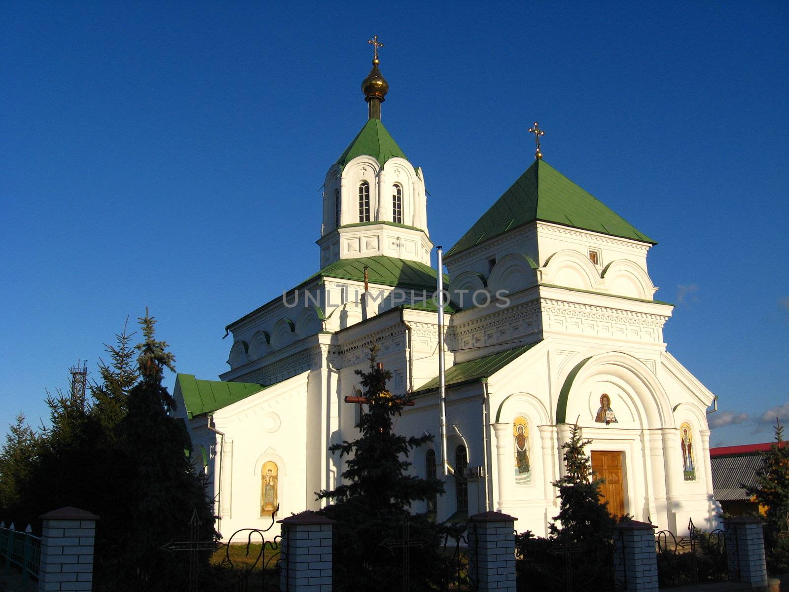 Beautiful church on a background of the blue sky