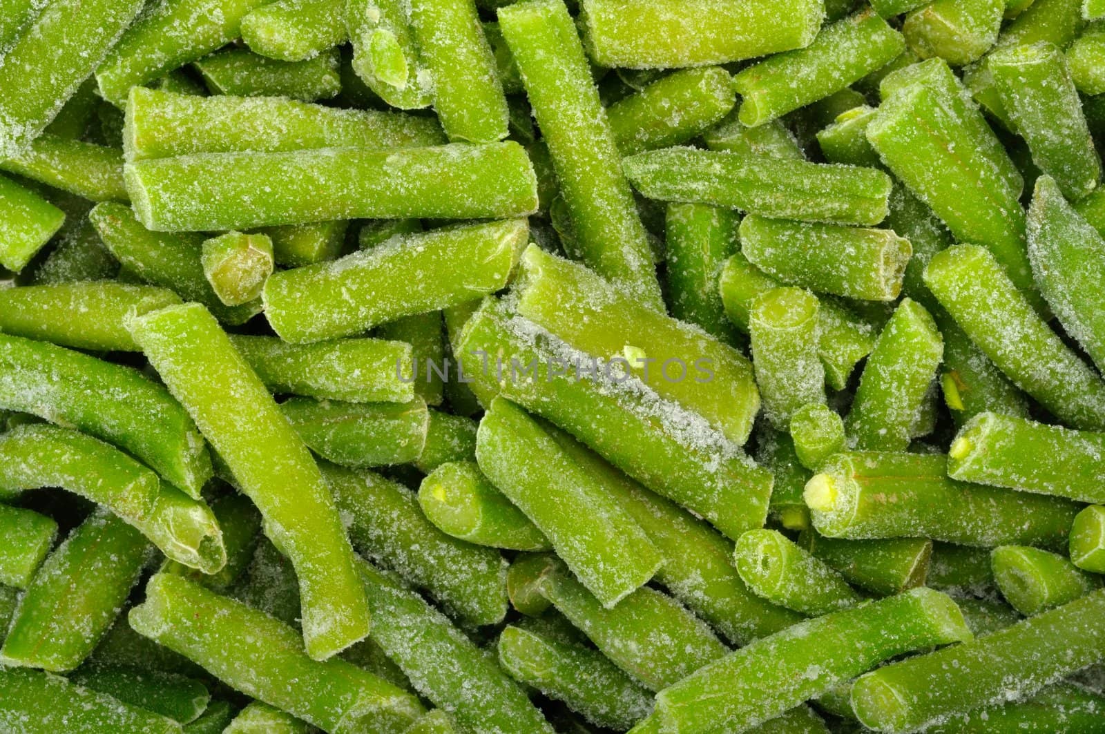 Background of the cut frozen green beans