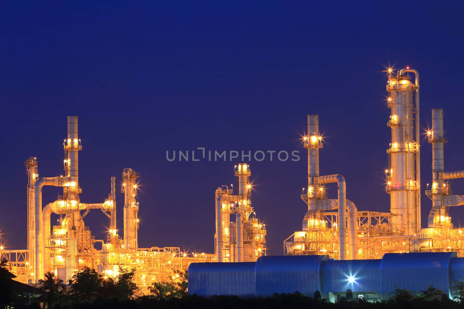 Oil refinery at twilight (Map Ta Phut Industrial Estate Rayong Thailand)