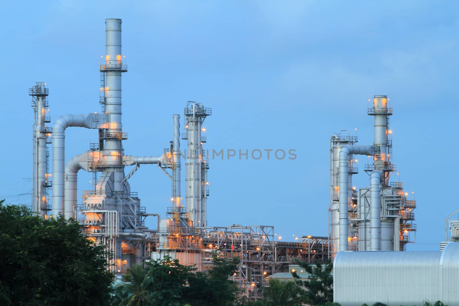 Oil refinery at twilight (Map Ta Phut Industrial Estate Rayong Thailand)