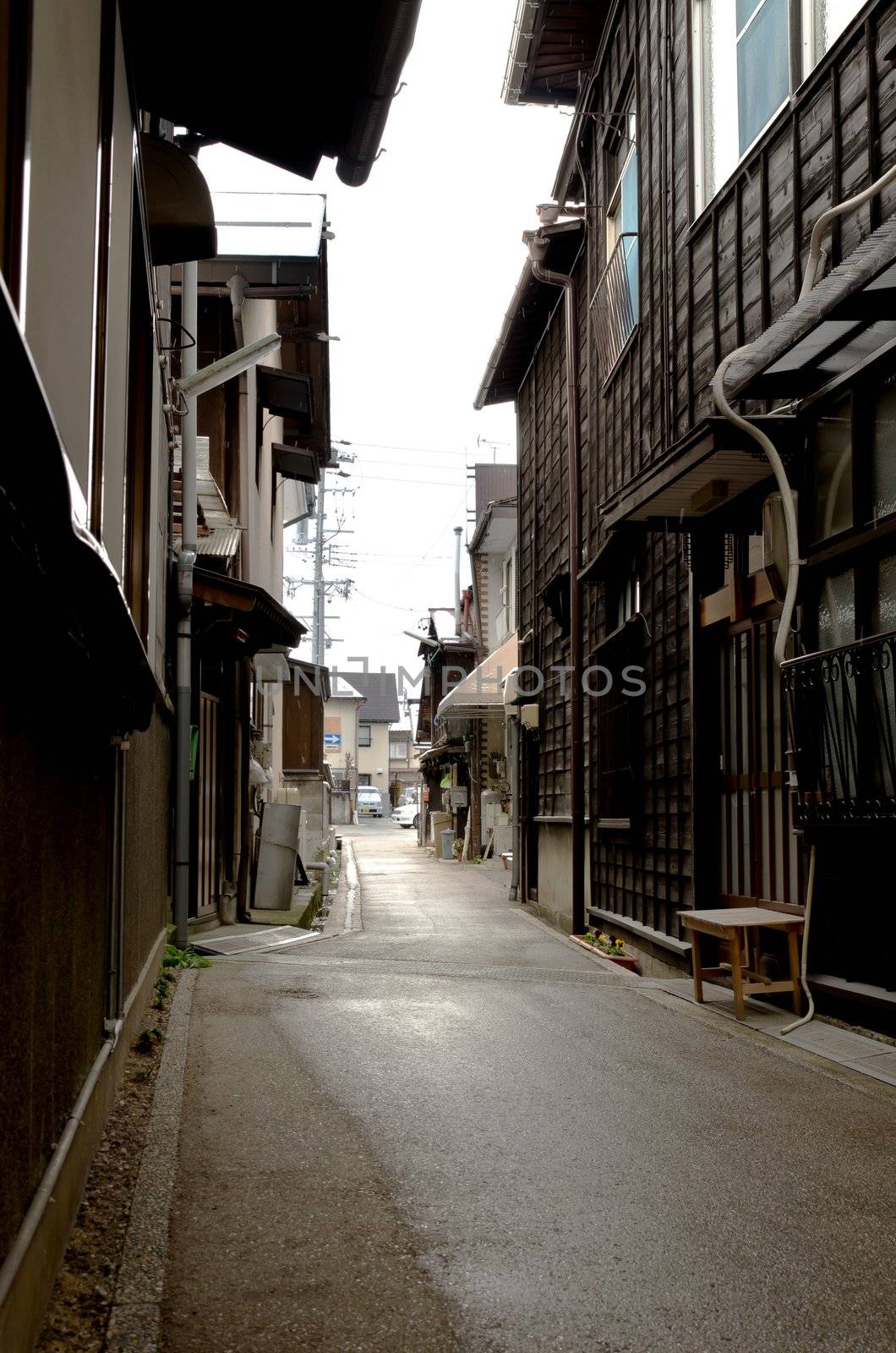 a japanese alley in a small town