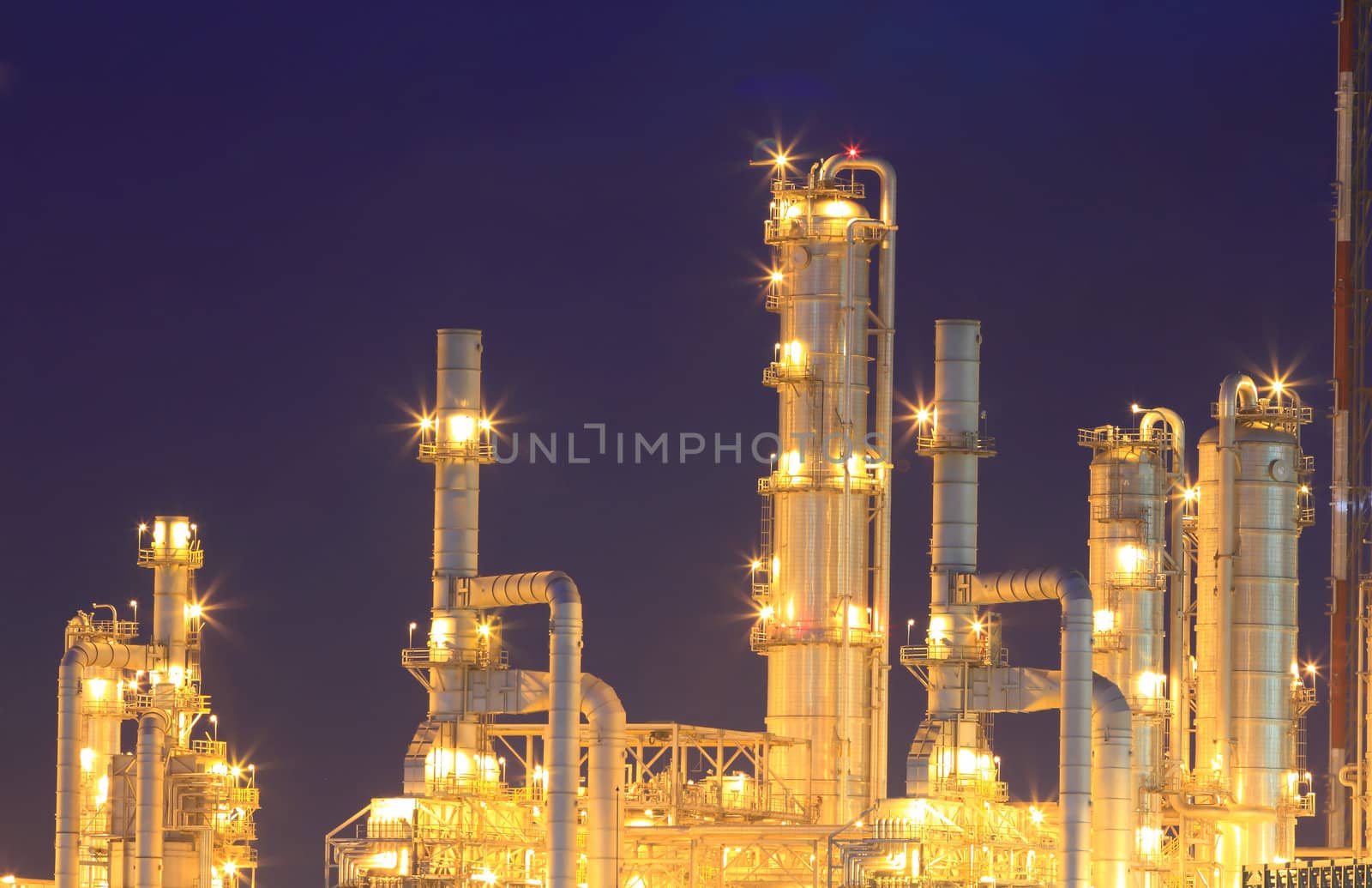 Oil refinery at twilight (Map Ta Phut Industrial Estate Rayong Thailand)