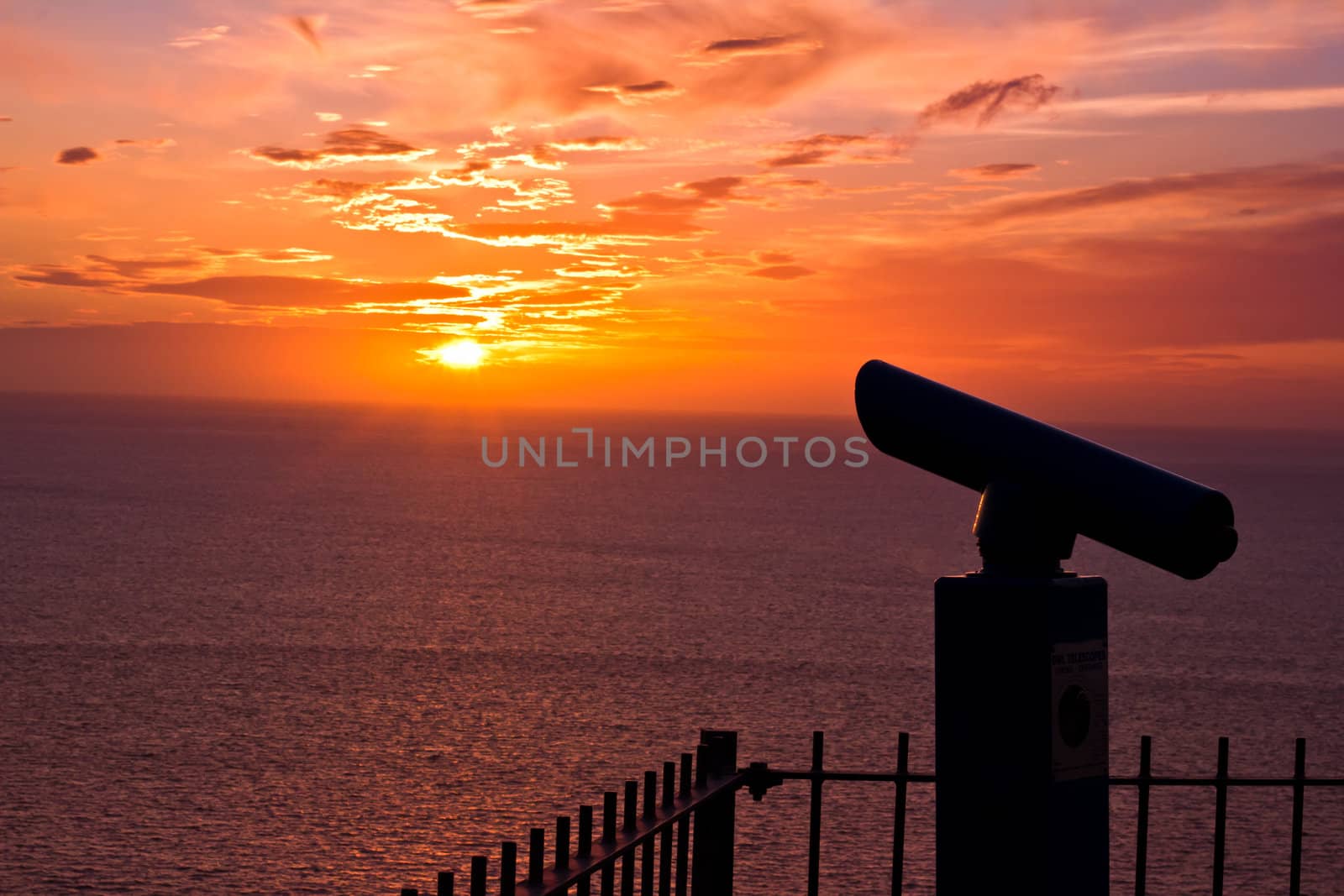 A Telescope in the Sunset at Llandudno Wales