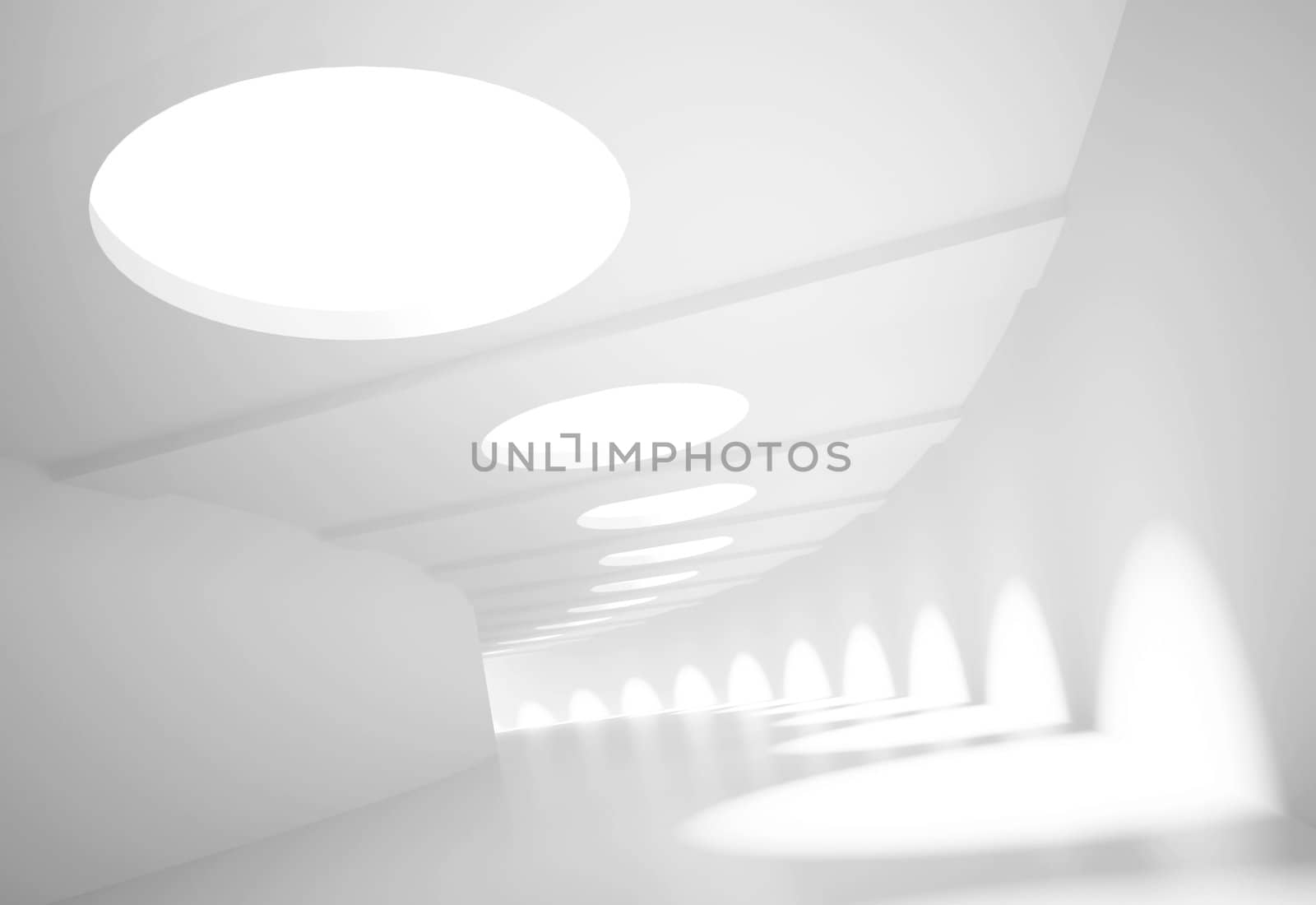 3d Illustration of White Empty Large Tunnel