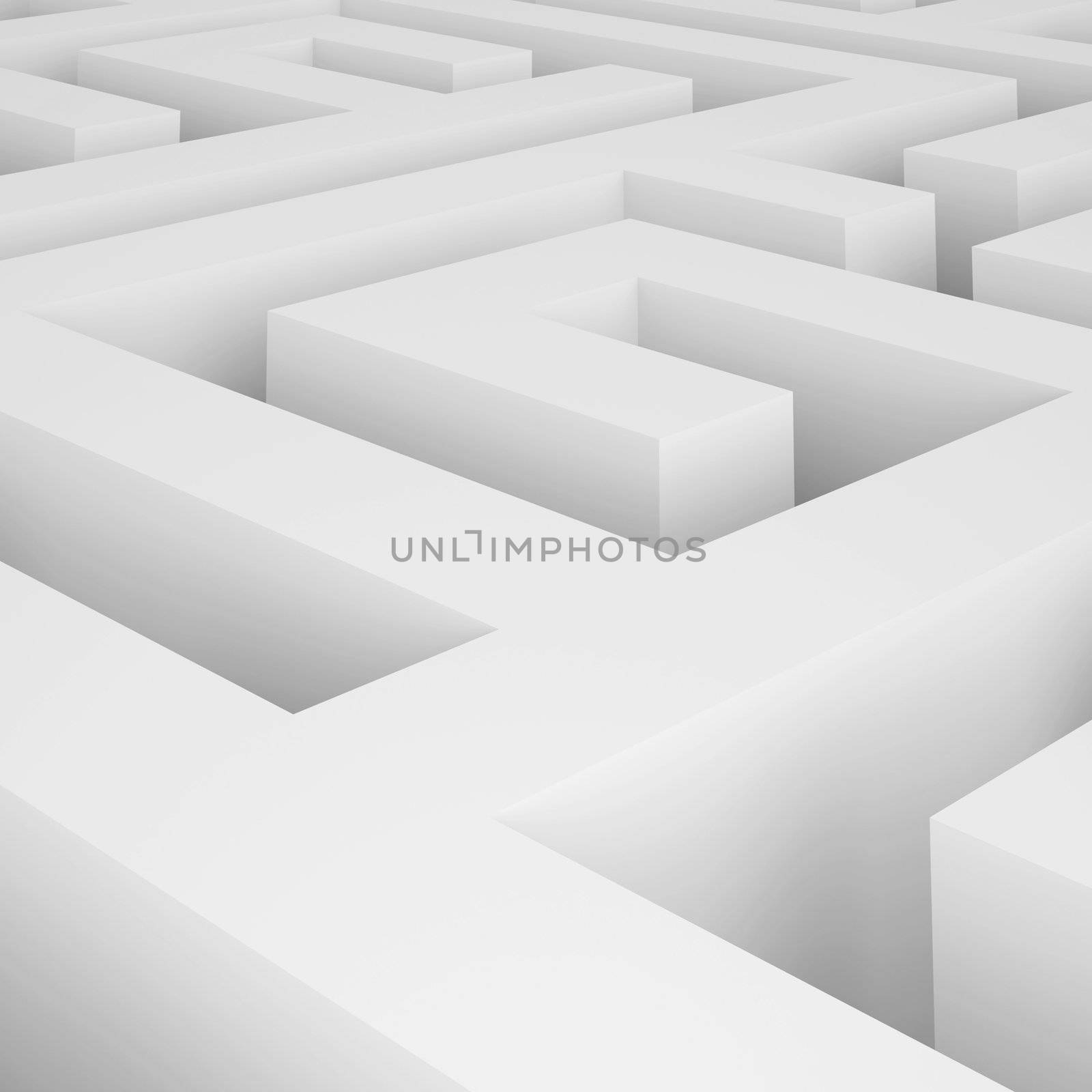 3d Illustration of White Maze Background or Wallpaper