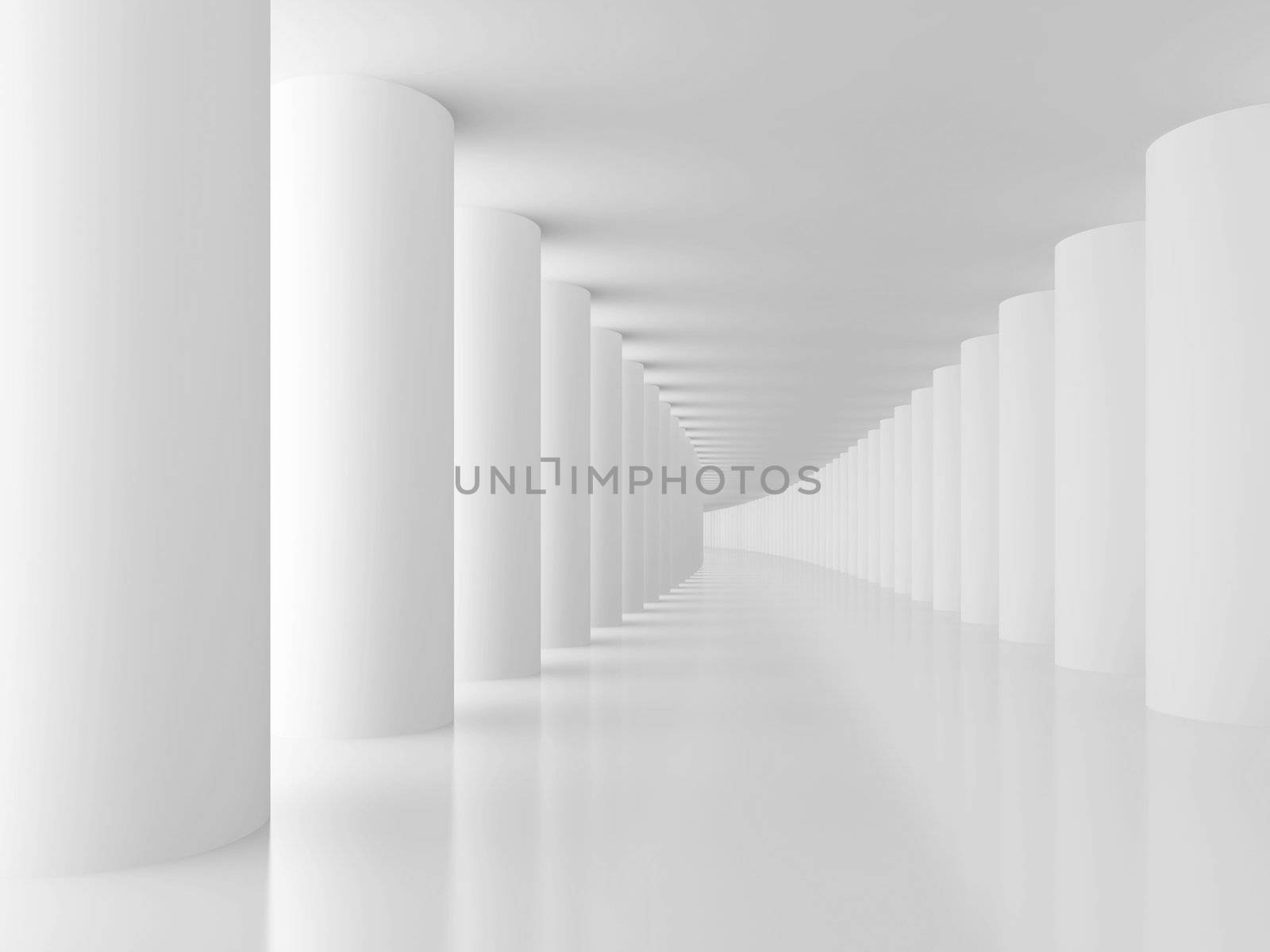 3d Illustration of White Columns Hall Background