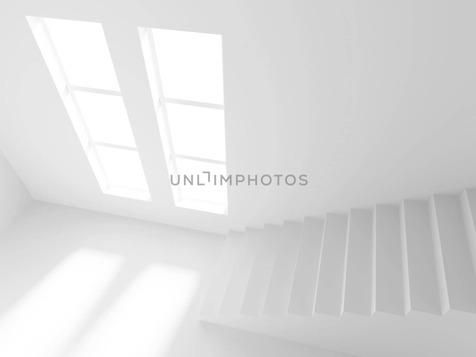 3d Illustration of White Empty Room Background