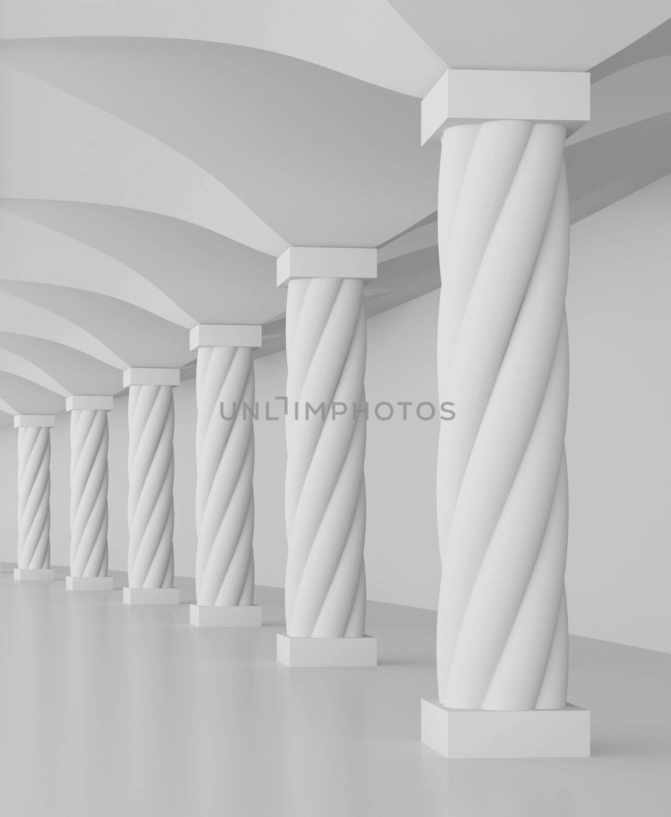 3d Illustration of Columns Hall or Architecture Background