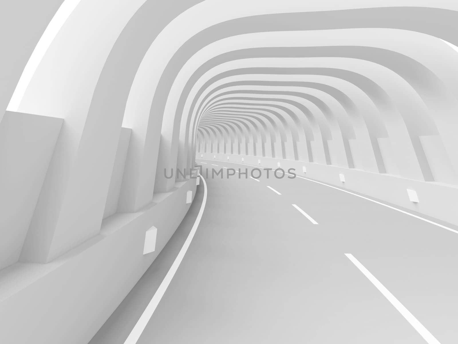 3d Illustration of White Abstract Tunnel Background