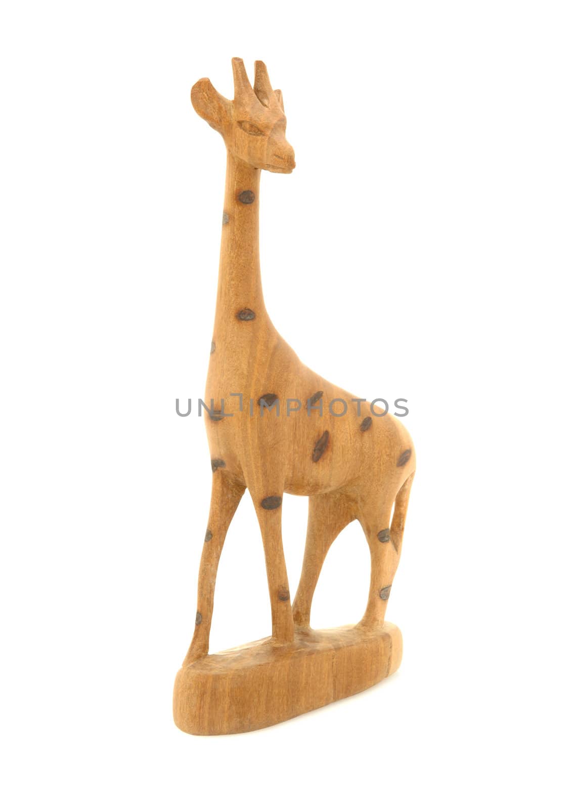 Antique wooden statue of a giraffe.