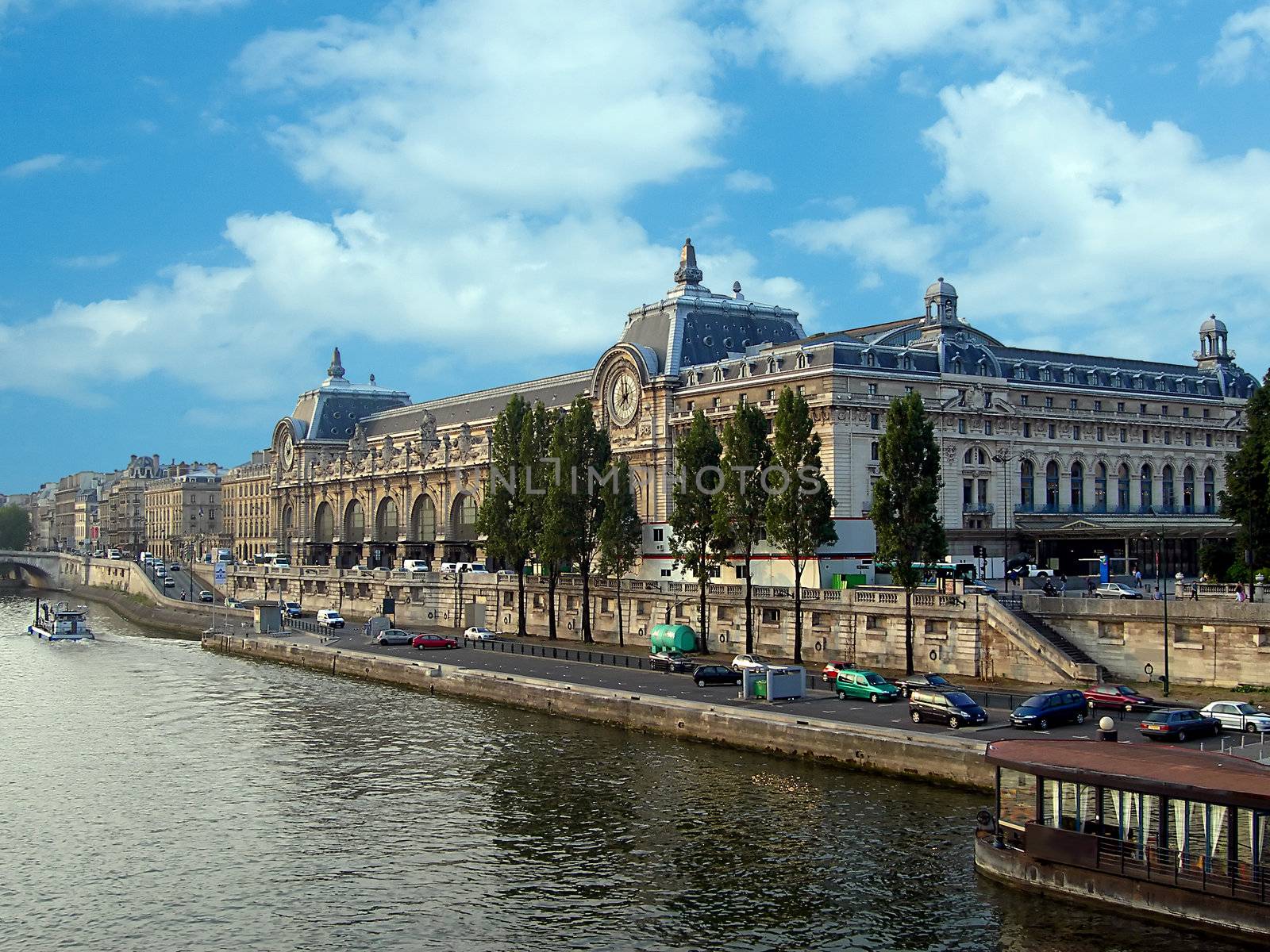Famous museum d'orsay in Paris in France from the river Seine