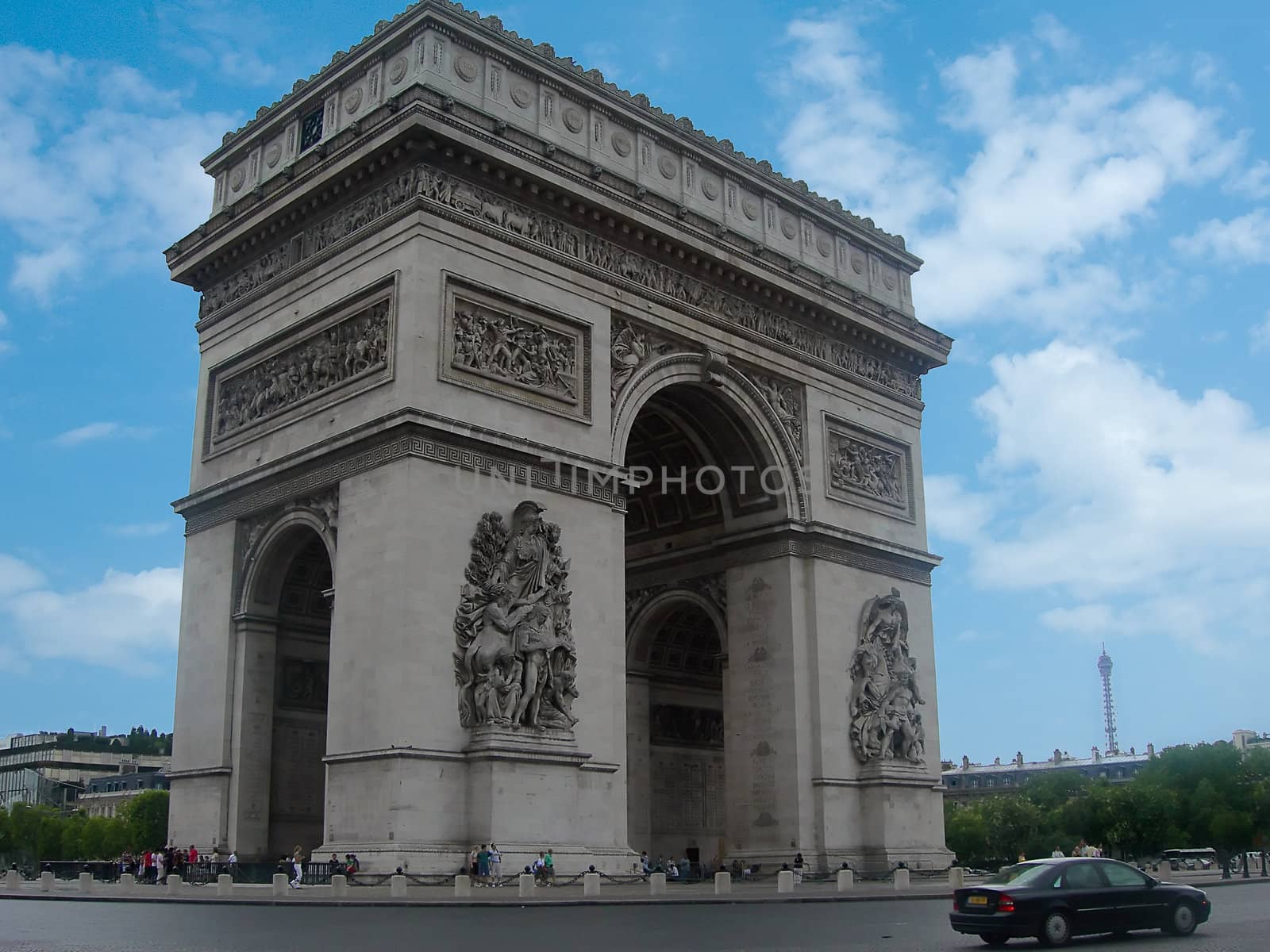 Famous monumental arch in Paris - symbol of the glory of France  