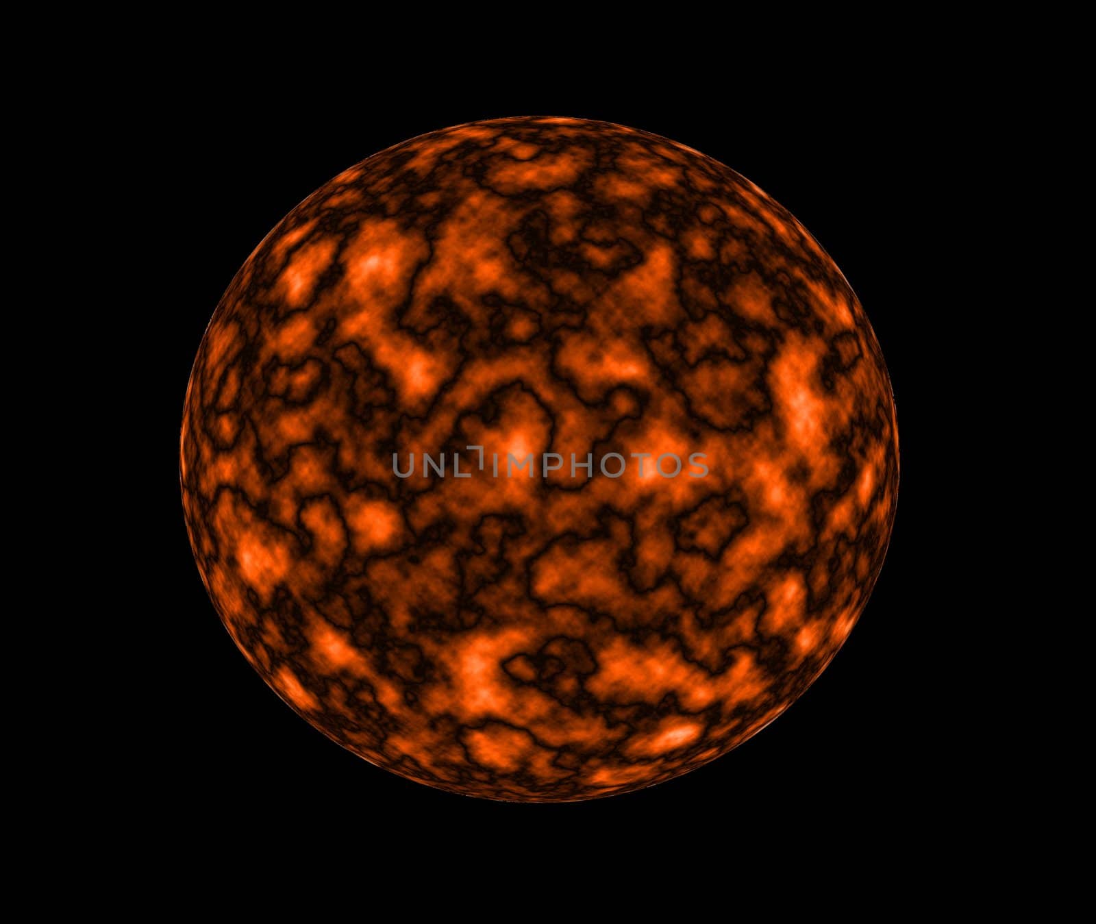 Unknown fiery planet on a dark background