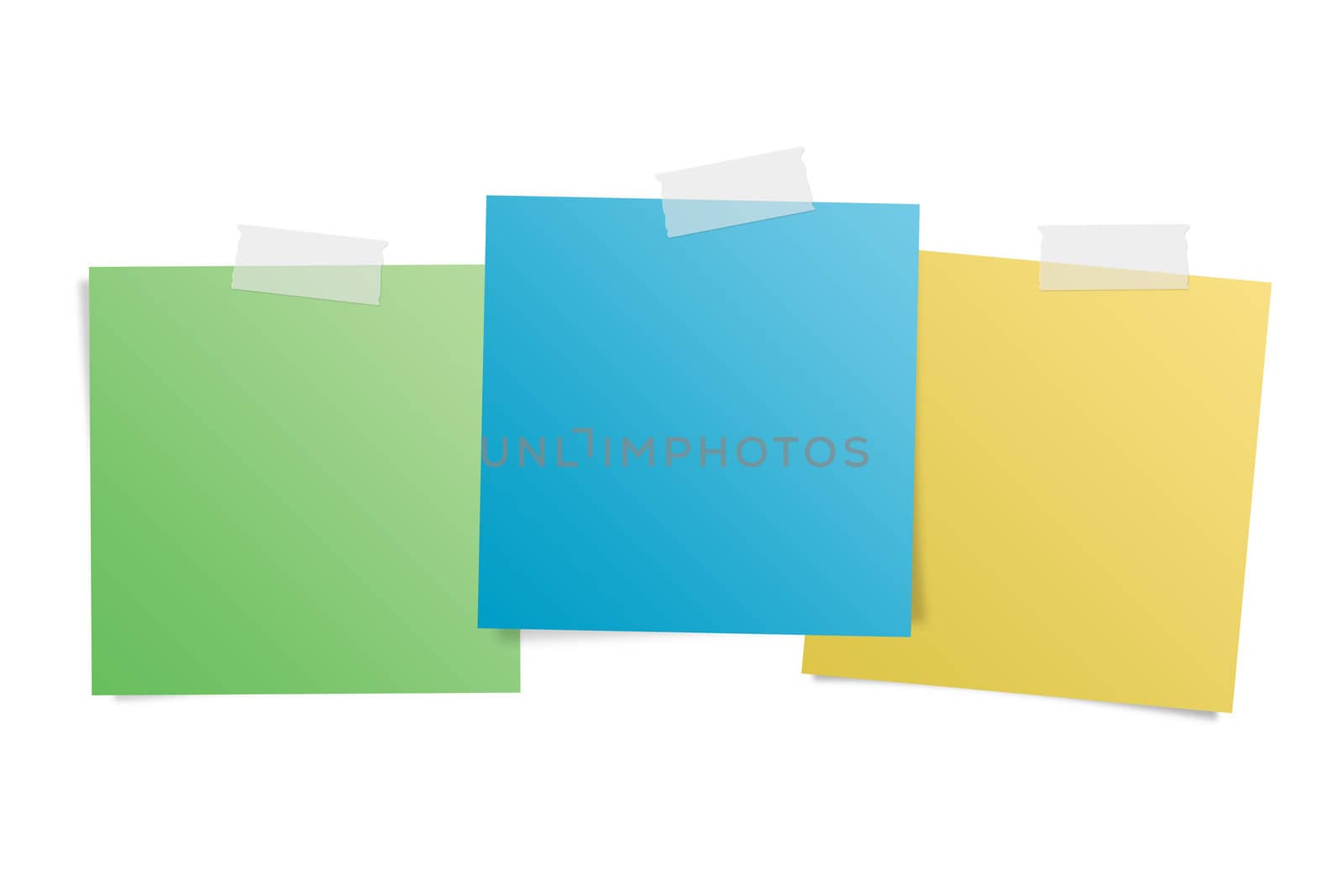 Colorful shiny sticky notes, isolated on white.