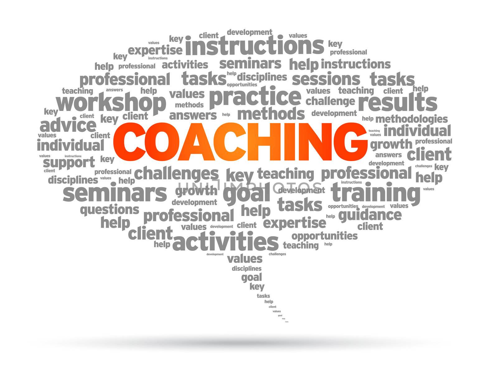 Coaching word speech bubble illustration on white background. 