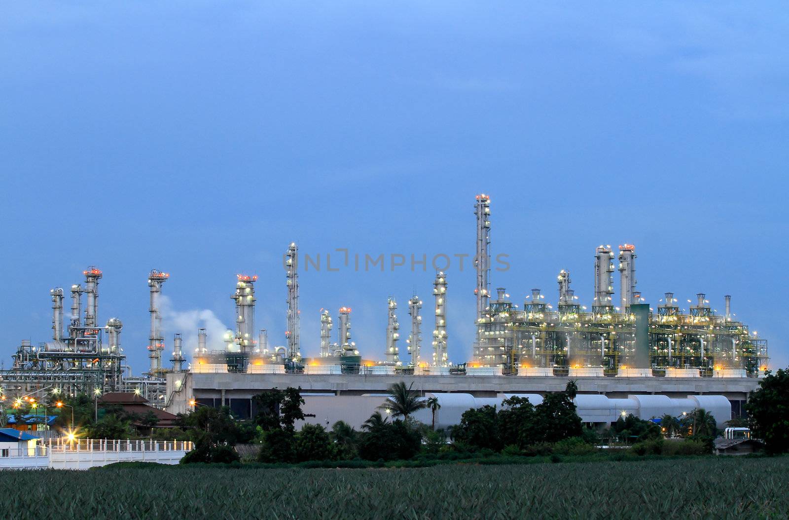 Oil refinery at twilight (Map Ta Phut Industrial Estate Rayong Thailand)